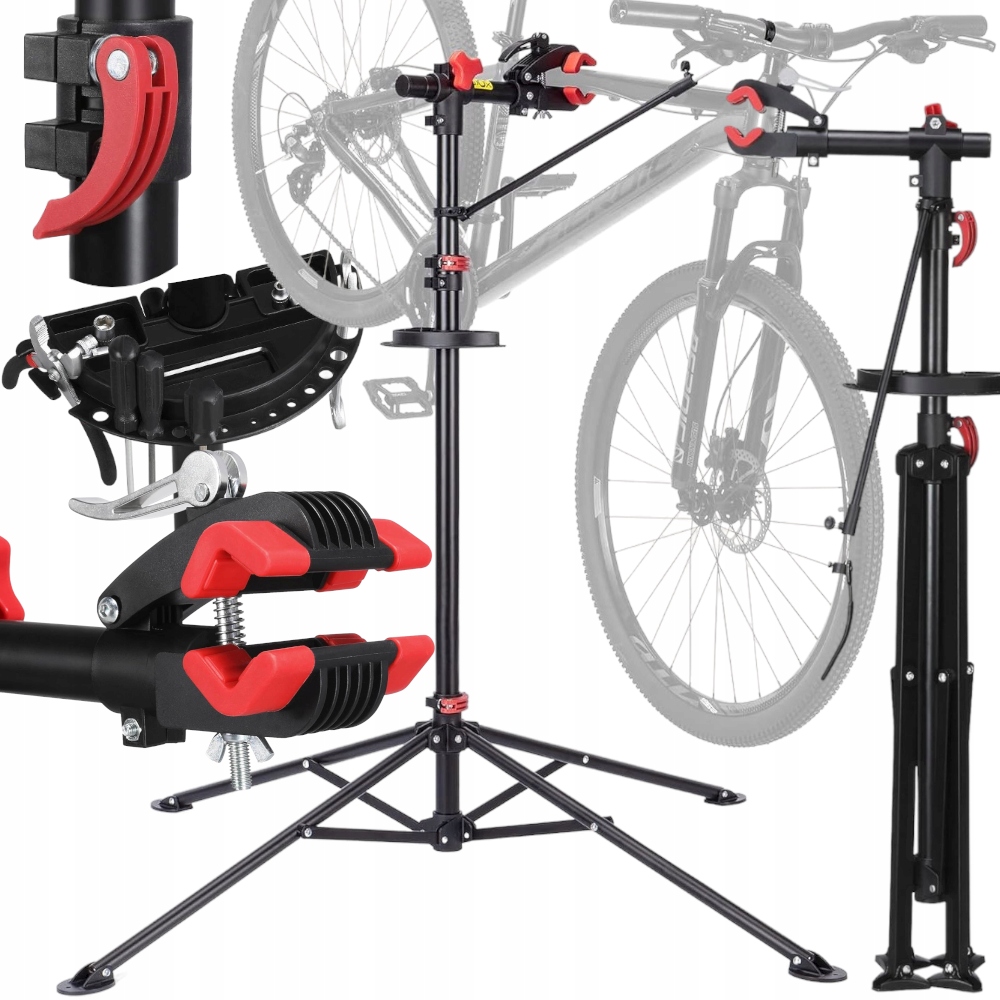 „regulowany stojak serwisowy na rower z obrotowym uchwytem”