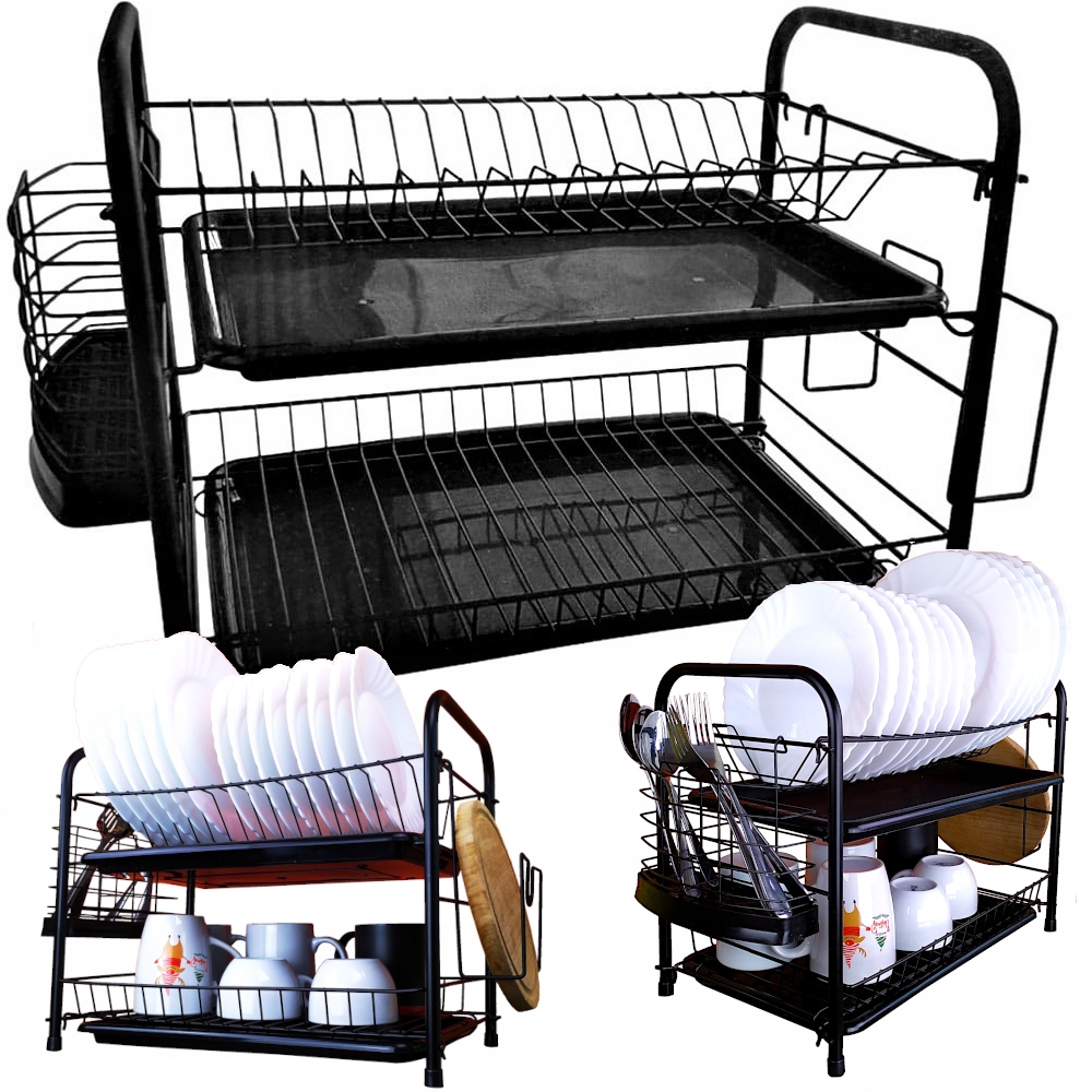 Dwupoziomowa suszarka do naczyń w kuchni
