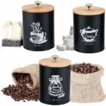 Komplet 3 pojemników kuchennych czarnych