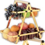 dwupoziomowy kosz na owoce metalowy złoty