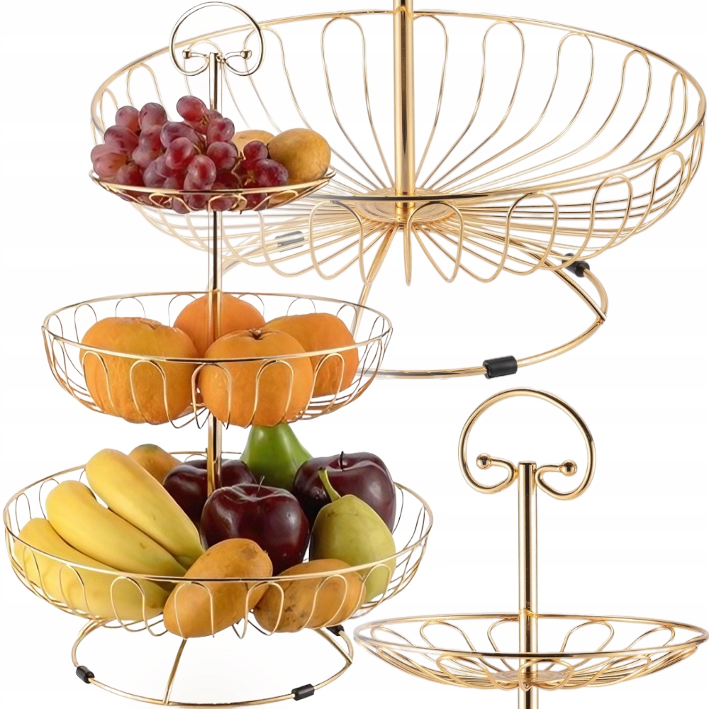 Kosz trzypoziomowy złoty