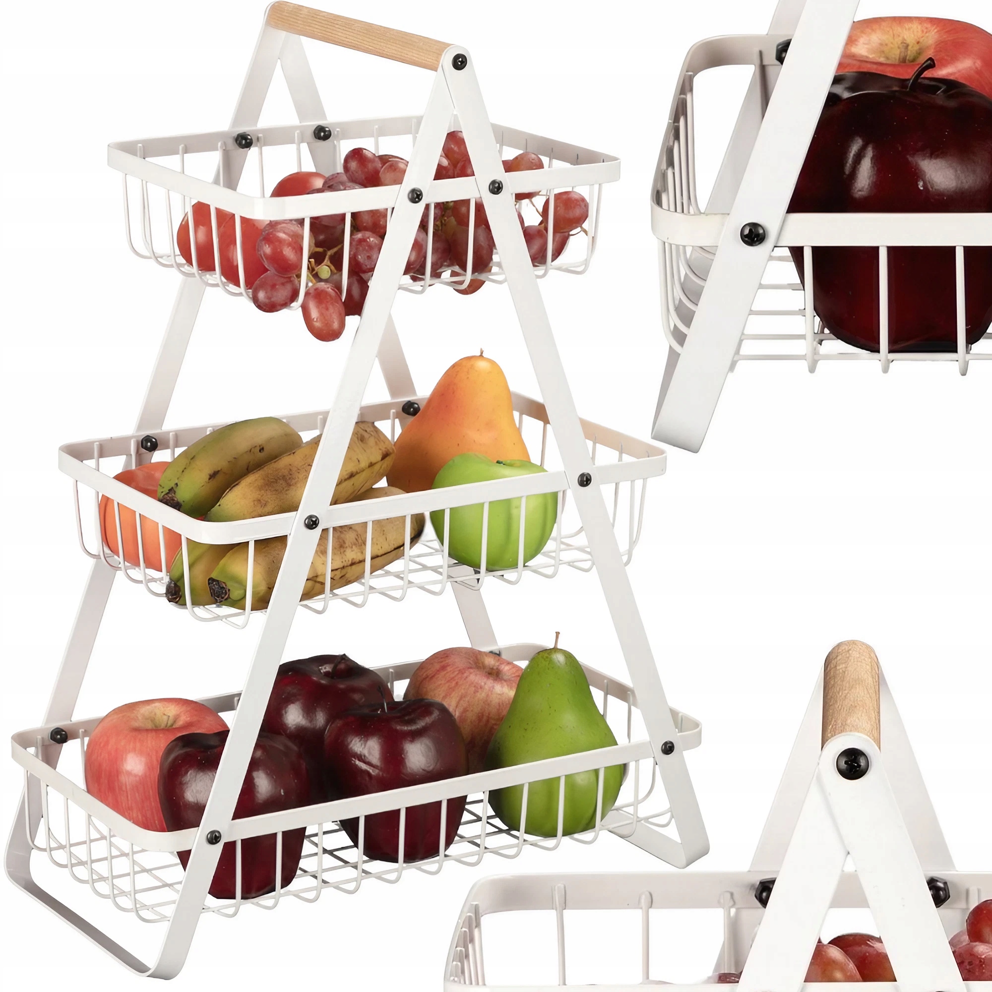 3 Piętrowy kosz na owoce biały