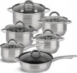 Zestaw garnków ze stali nierdzewnej 12 elementów